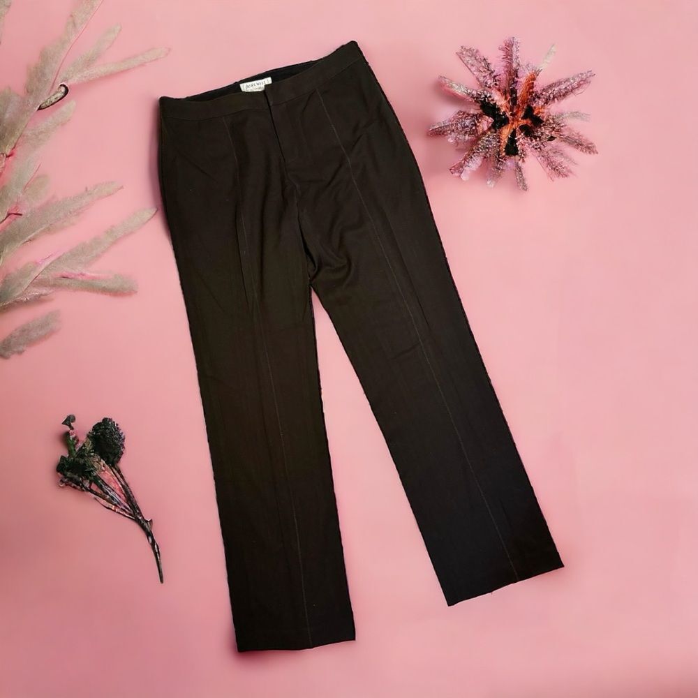 NINE WEST Straight Leg Dress Pants Dark Brown Flat Front Sz 6